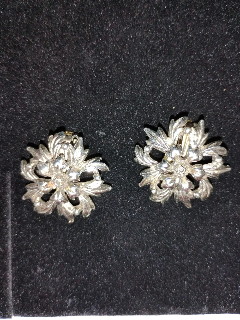 Silver Floral Clip-On Earrings - Silver Tone Women's Jewelry